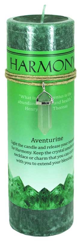 Harmony pillar candle with Aventurine pendant (image for) Harmony pillar candle with Aventurine pendant